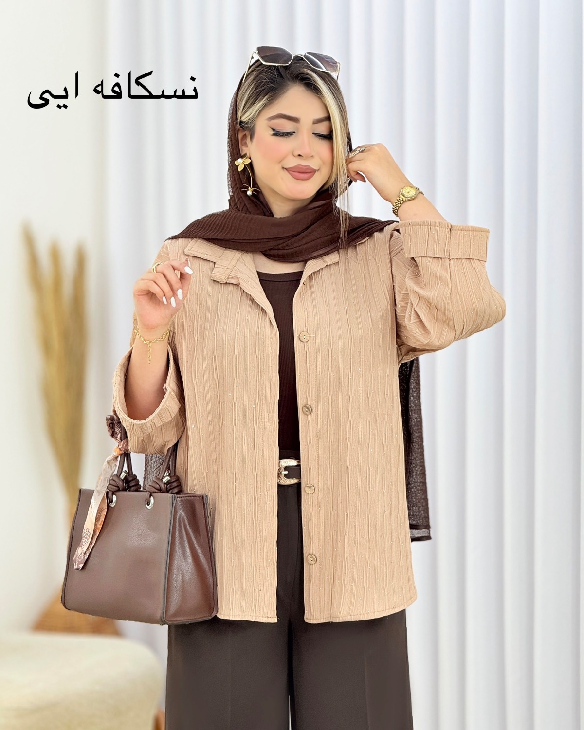 شومیز نگینی آستین پاگون‌دار کد i589