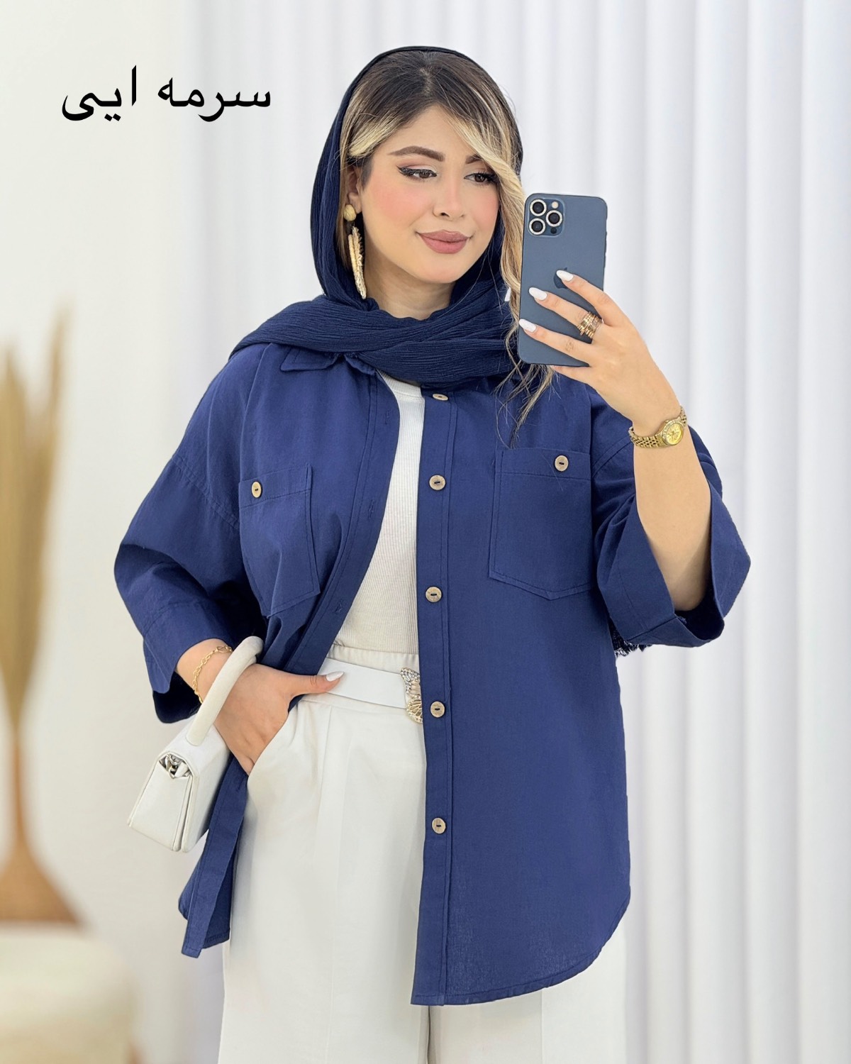 شومیز لینن شست شده کد i434
