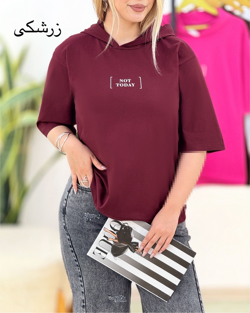 تیشرت باکسی کلاه‌دار کد i416