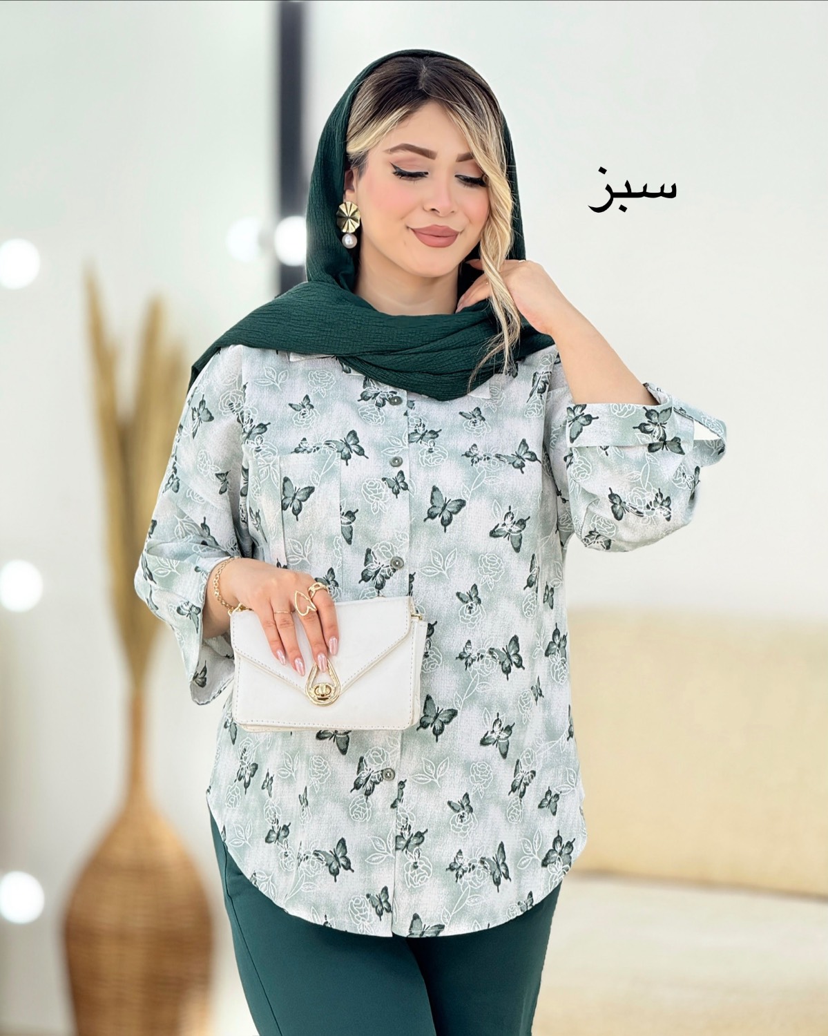 شومیز ینزی چاپی طرح پروانه کد i412