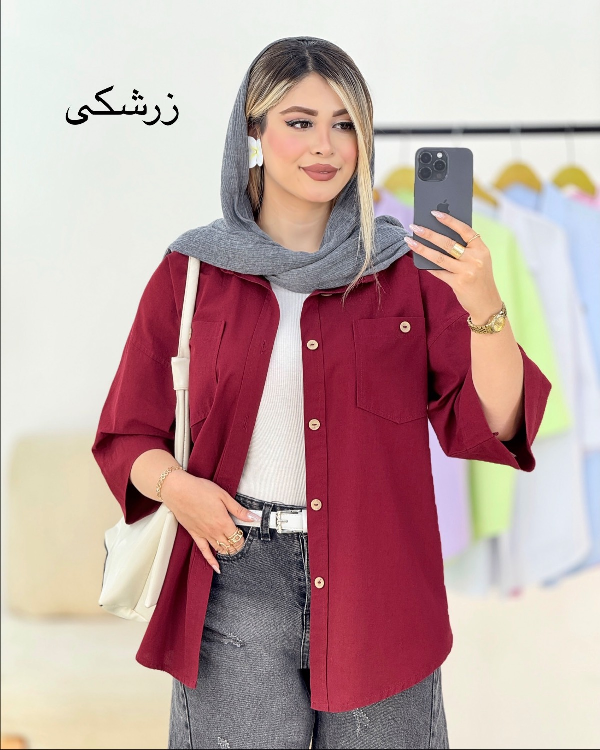 شومیز لینن شست شده کد i434