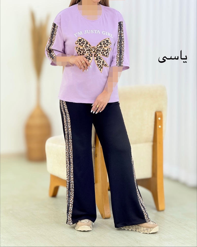ست تیشرت شلوار پاپیون پلنگی کد i633
