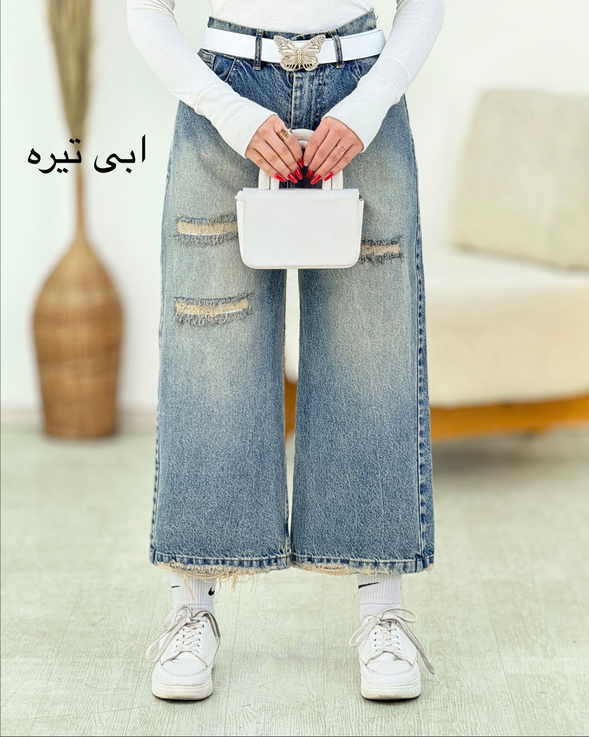 شلوار واید زاپدار کد h902
