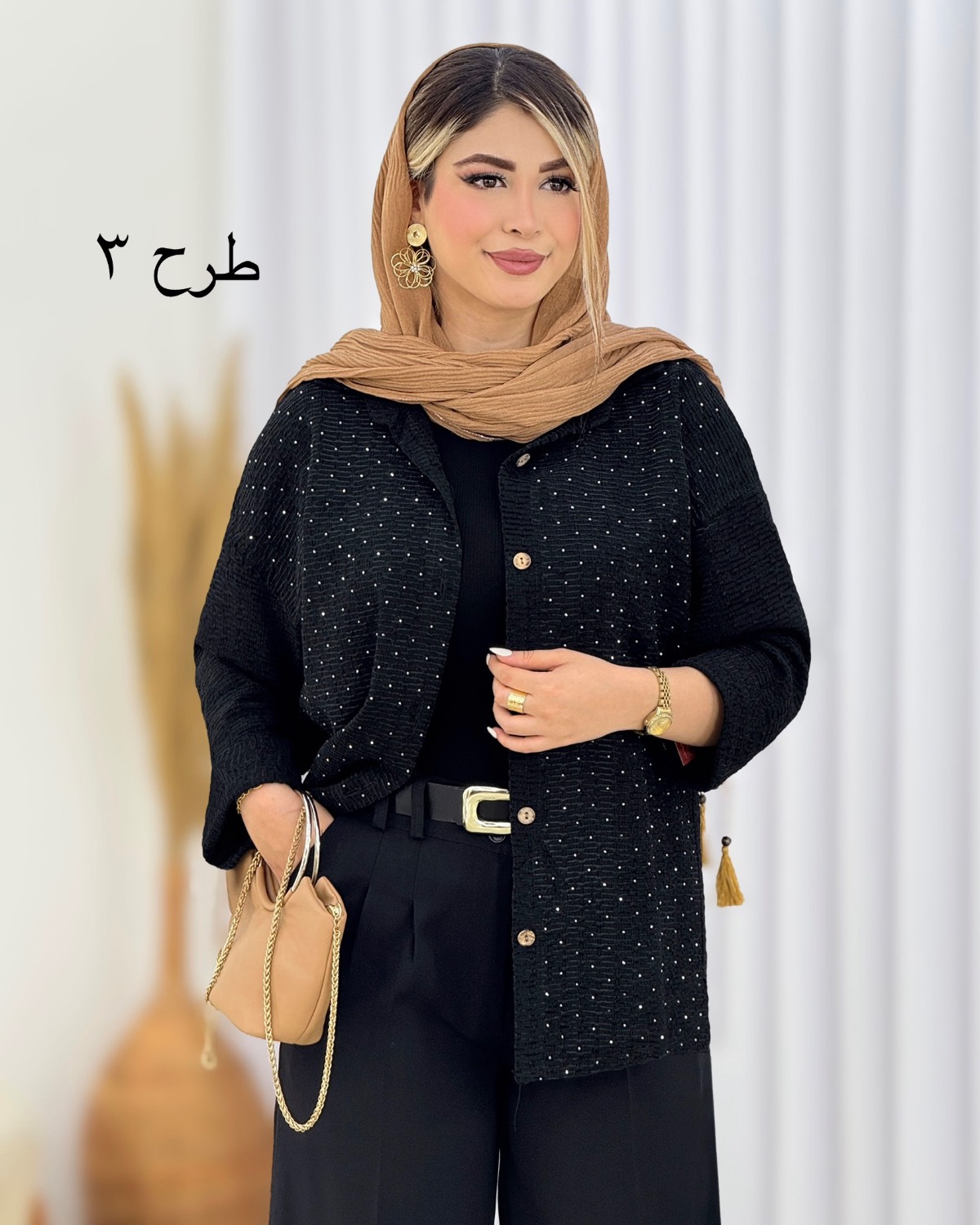 مانتو نگینی آستین پاکتی کد i476