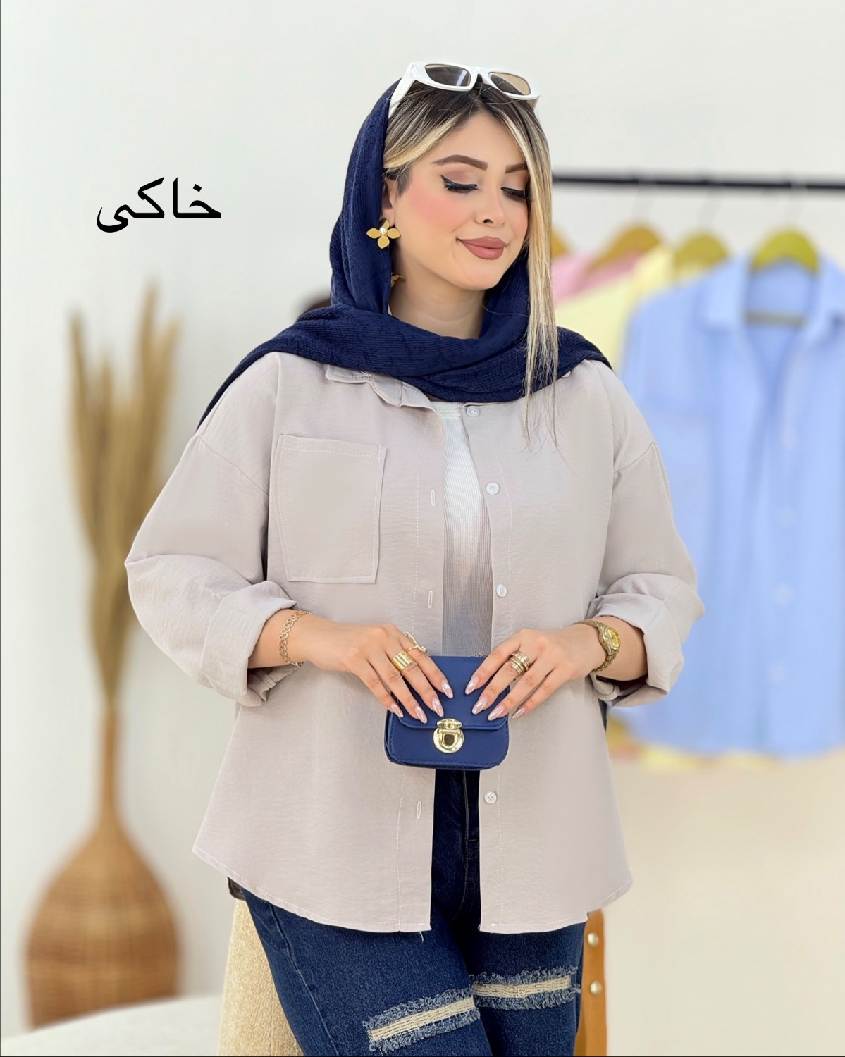 شومیز تک جیب سیلک کد i432