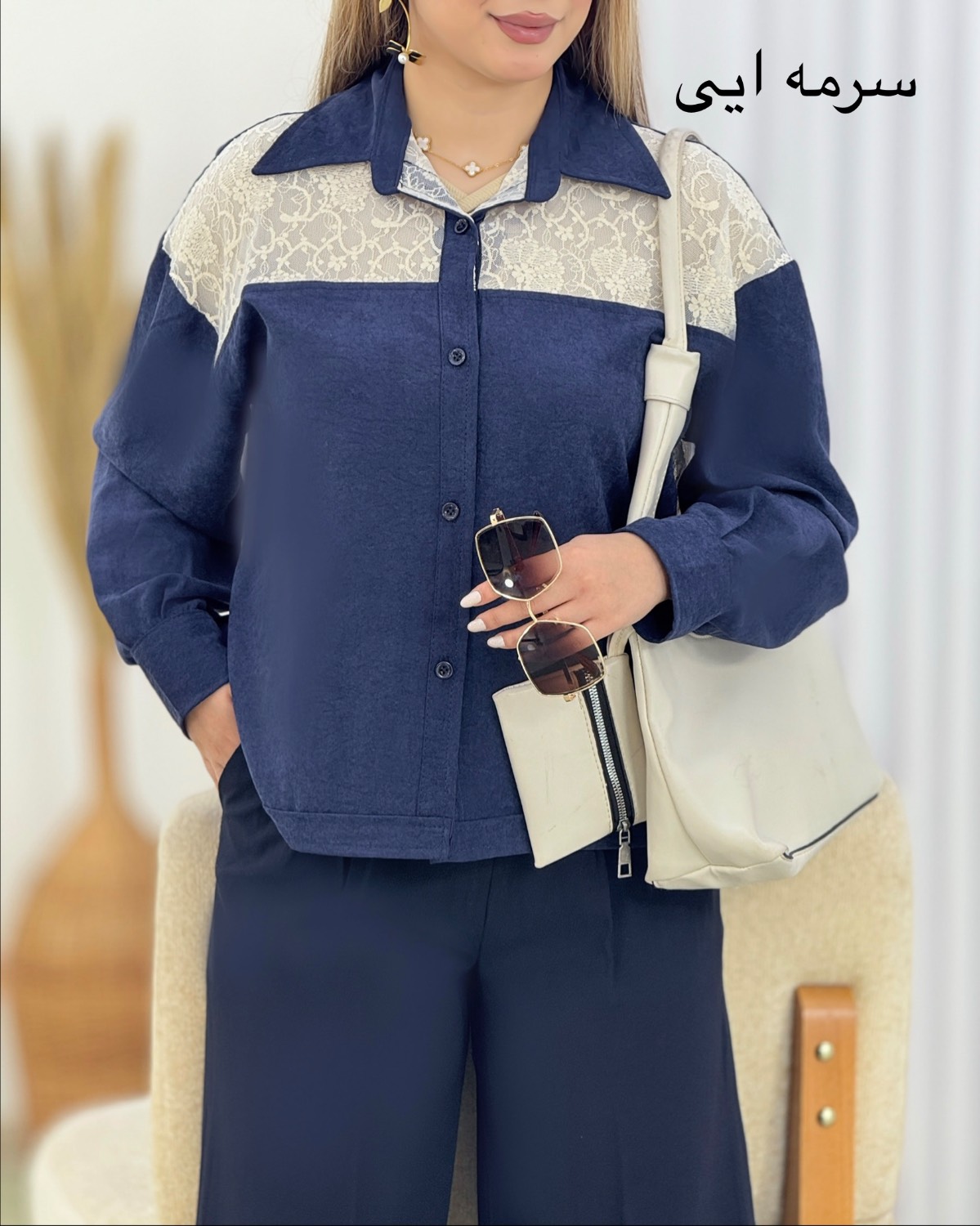 شومیز ترکیبی گیپور کد i582