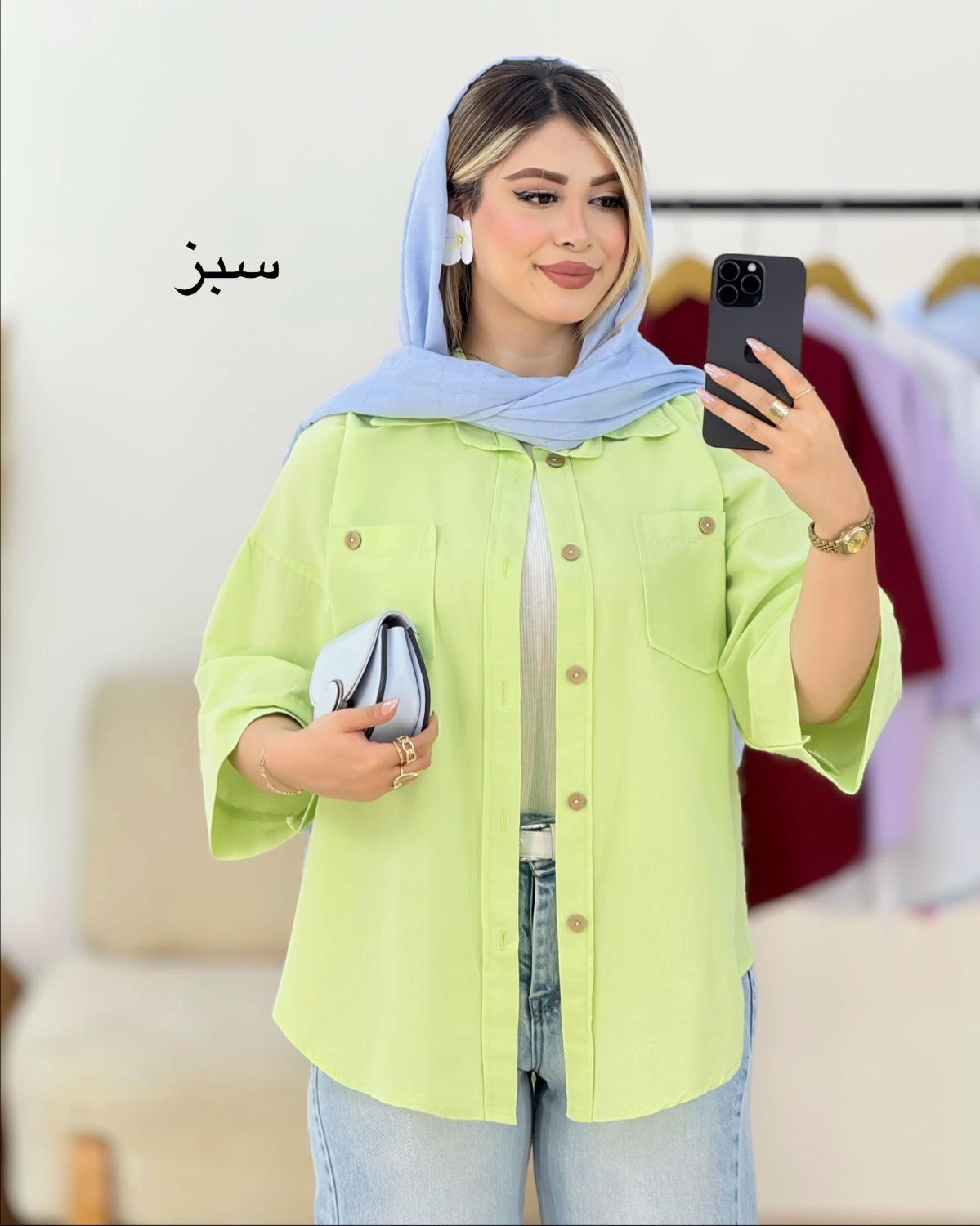 شومیز لینن شست شده کد i434