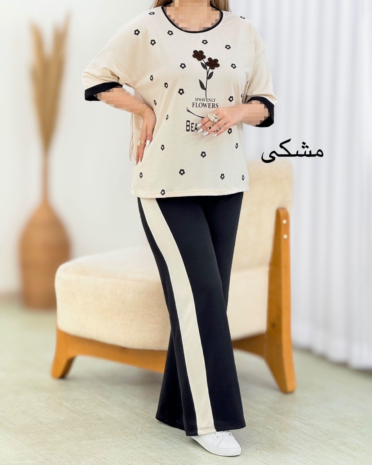 ست تیشرت شلوار نخی گل‌دار کد i632