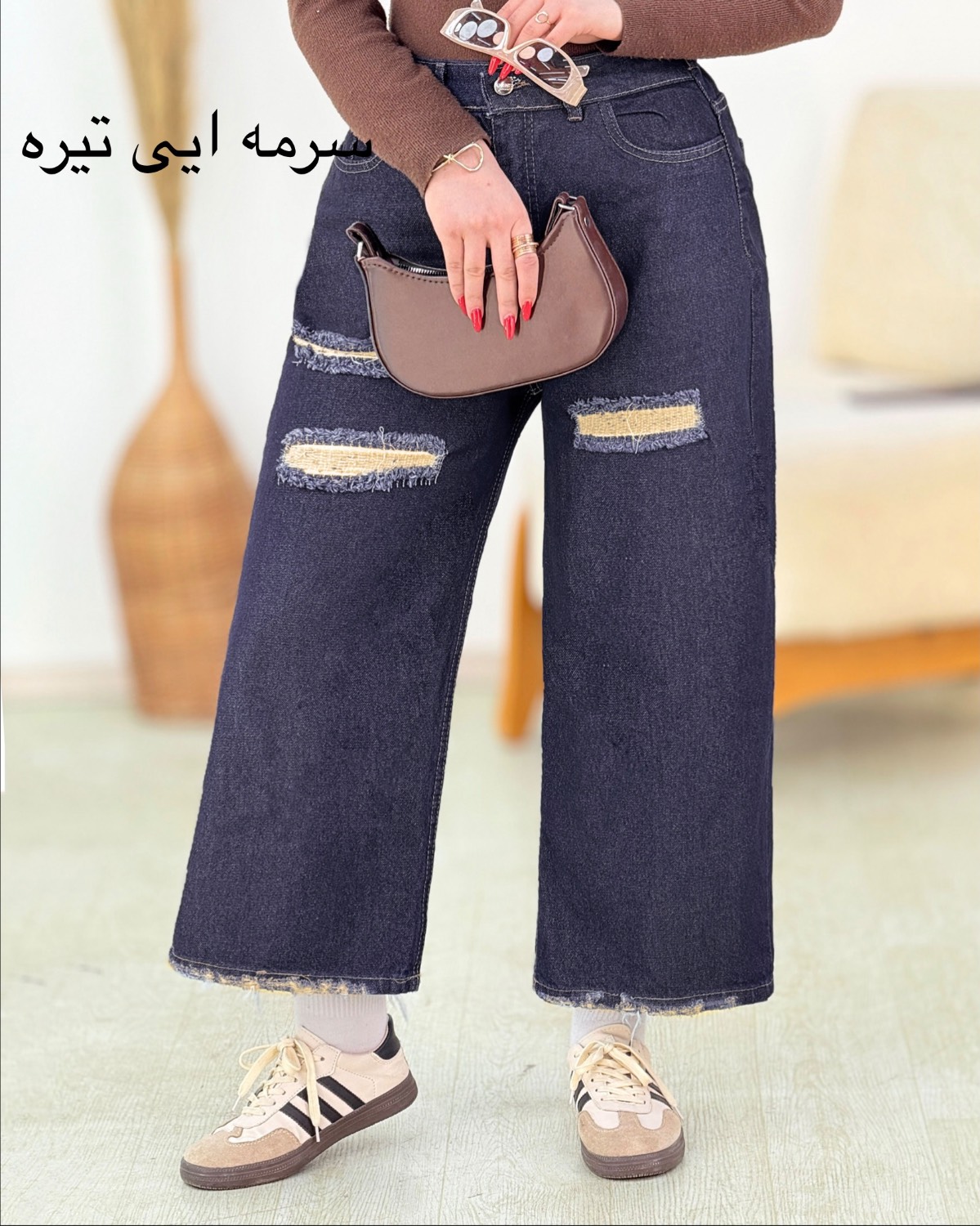 شلوار واید زاپدار کد h902