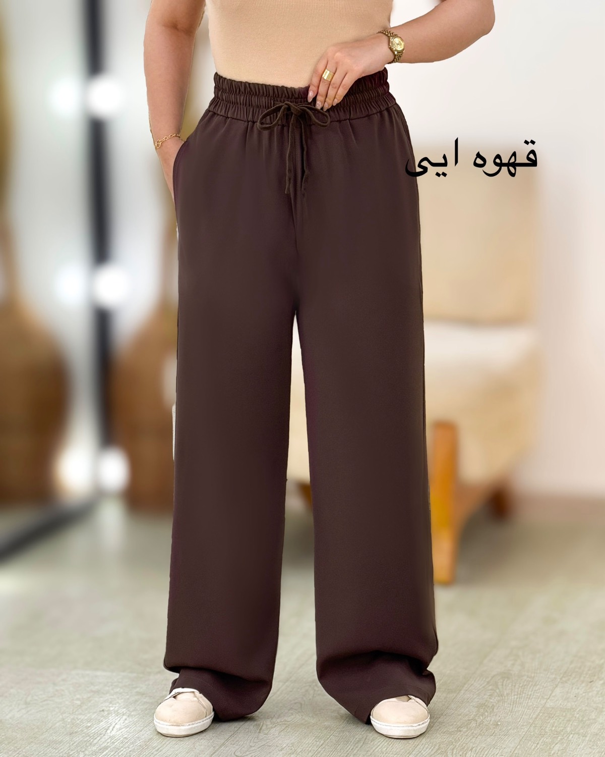 شلوار کمر کش بنددار کد i498