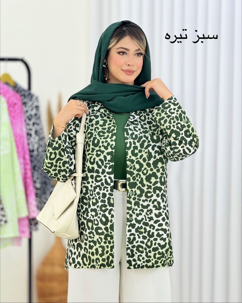شومیز پلنگی آستین دکمه نما کدi647
