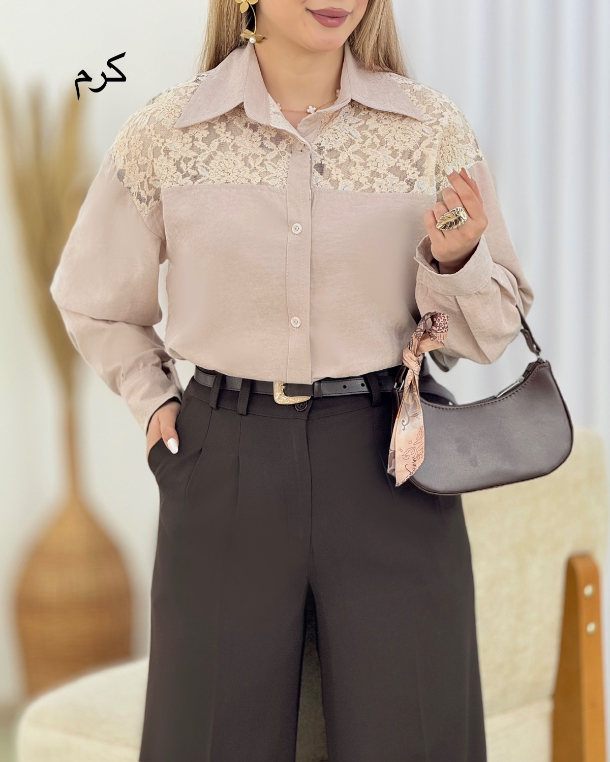 شومیز ترکیبی گیپور کد i582