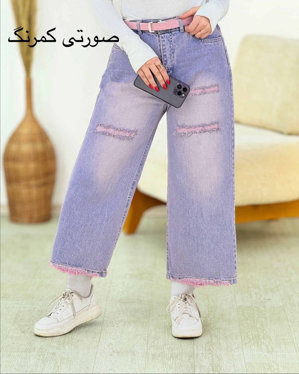 شلوار واید زاپدار کد h902