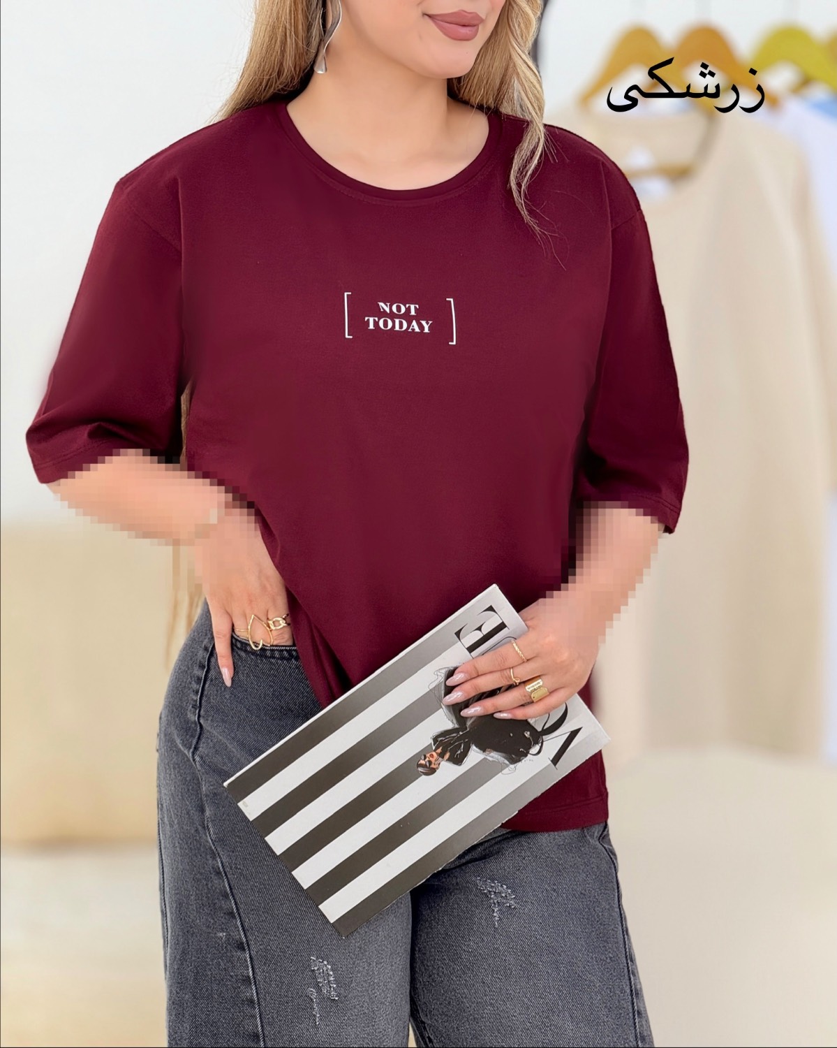 تیشرت باکسی چاپی نخ پنبه کد i415