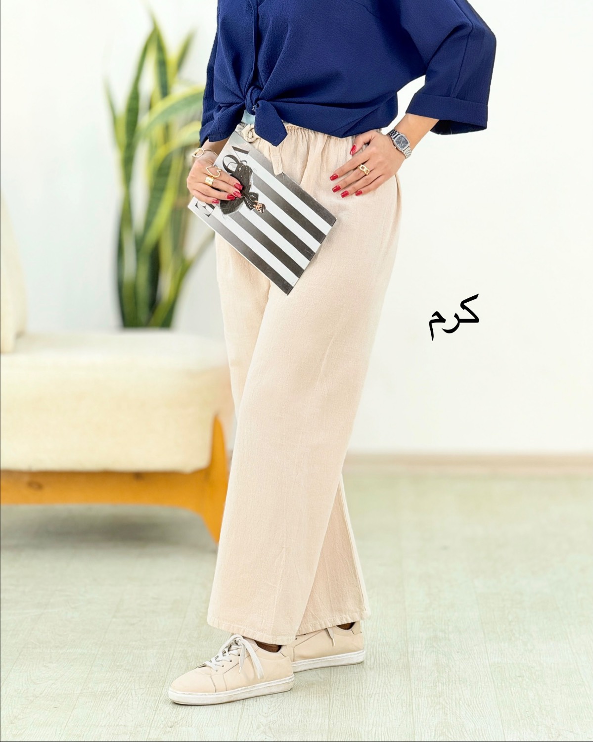 شلوار بگ لینن زنانه کد i374