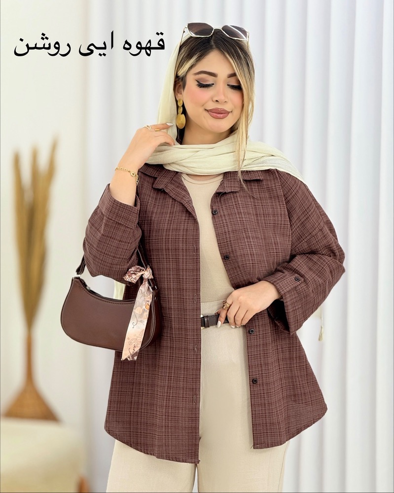 شومیز لینن آستین پاگون دار کد i610