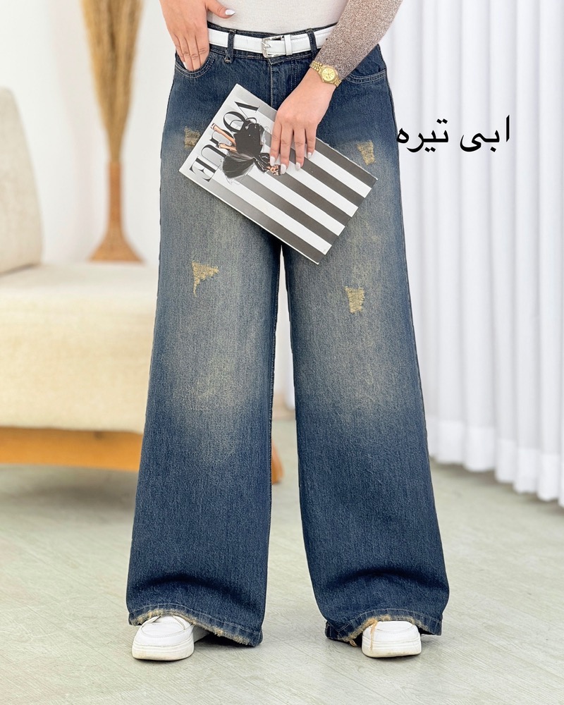 شلوار جین فول بگ زاپدار کد i614
