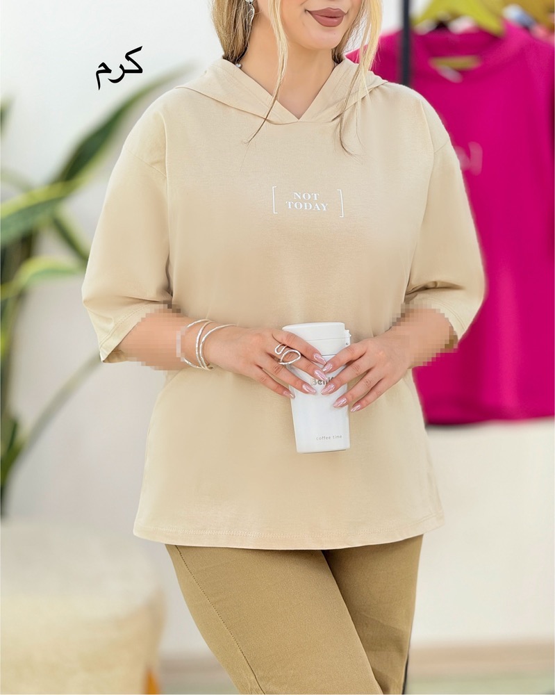 تیشرت باکسی کلاه‌دار کد i416