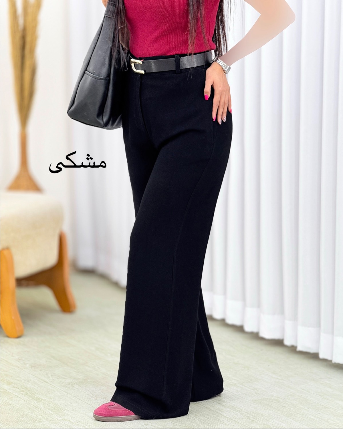 شلوار بگ کمرکش لینن کد i491