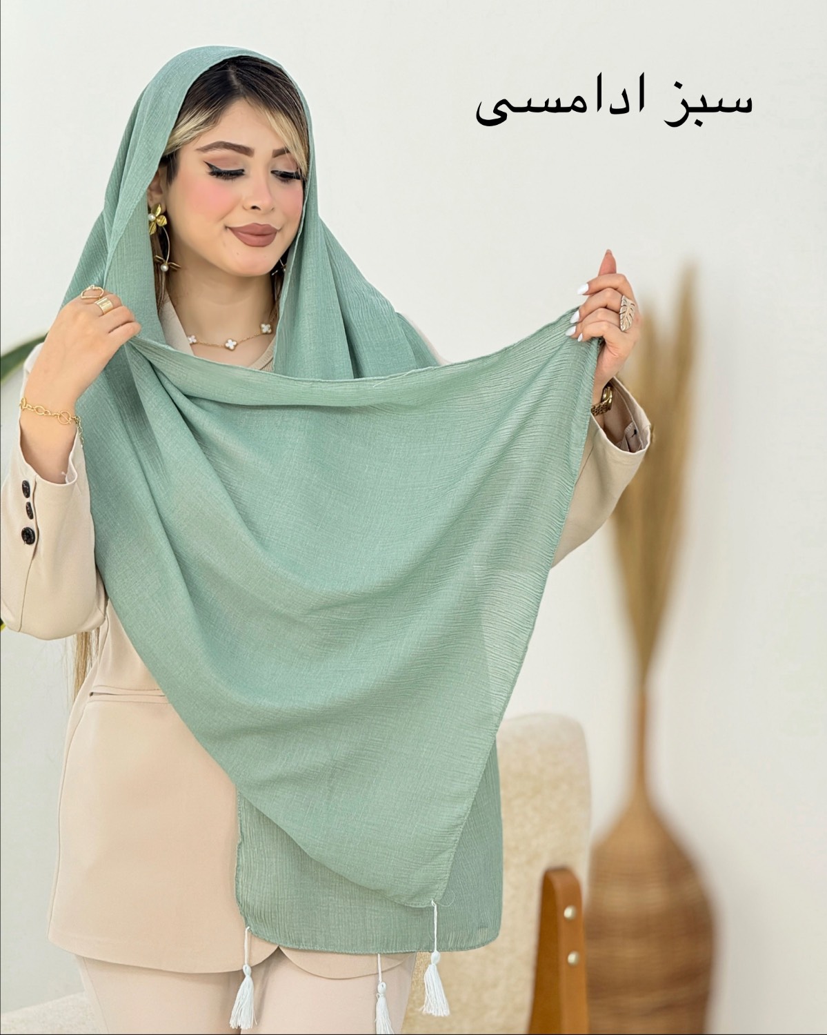 شال نخی منگوله‌دار رنگی کد i537