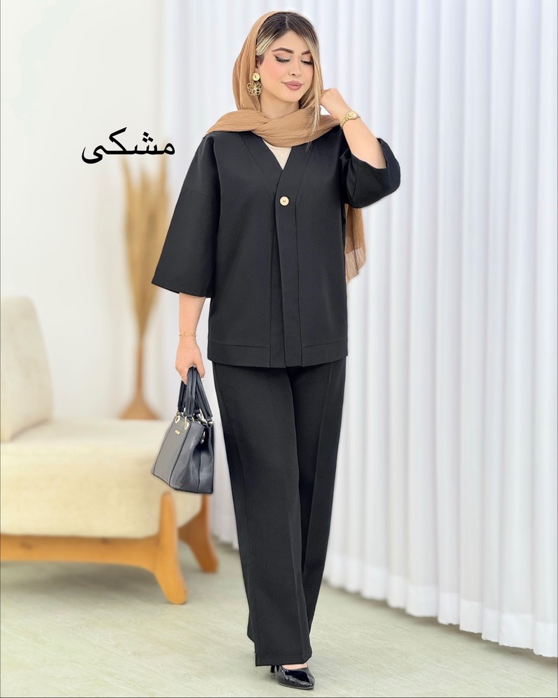 ست مانتو و شلوار تک دکمه بیرونی کد i566