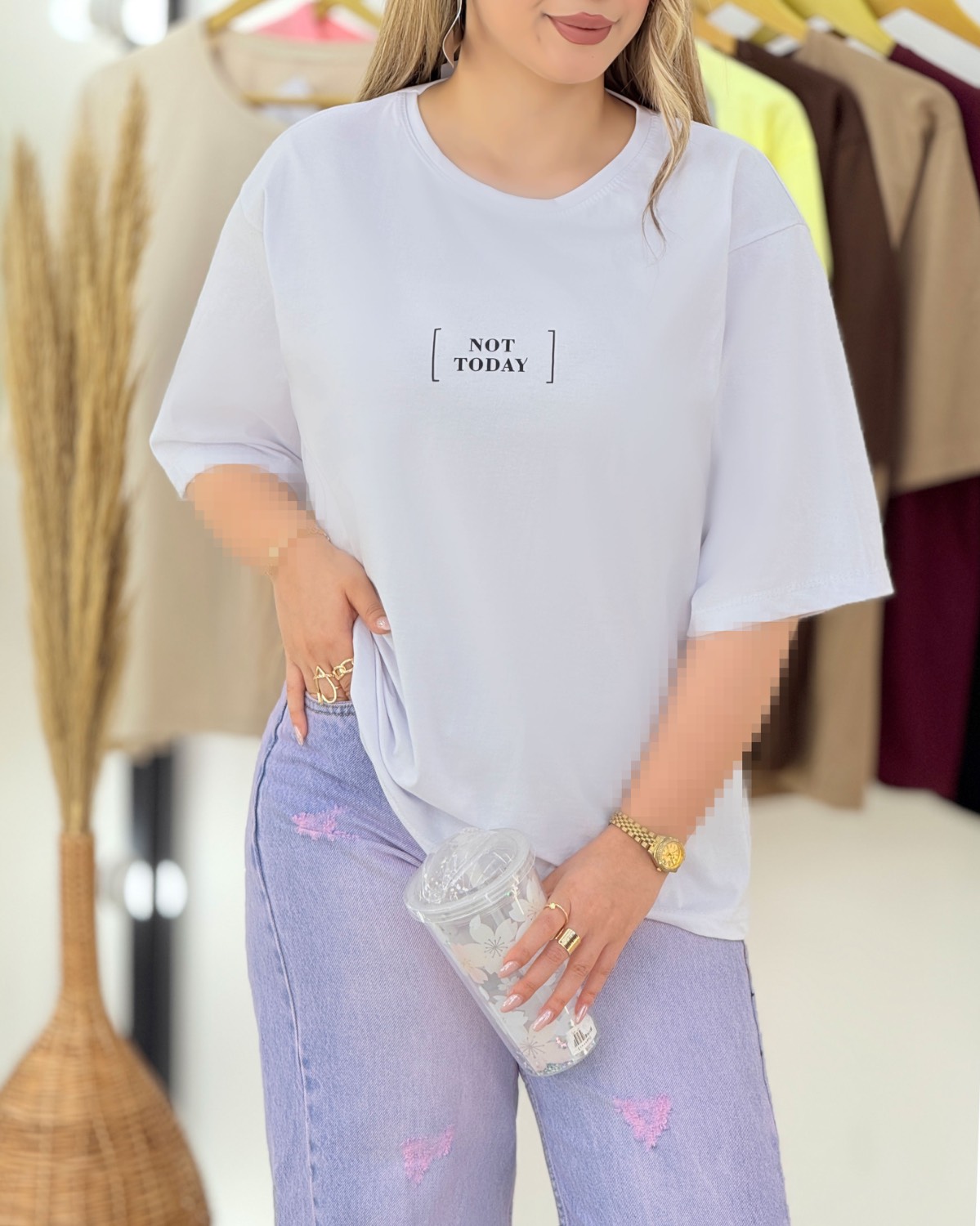 تیشرت باکسی چاپی نخ پنبه کد i415
