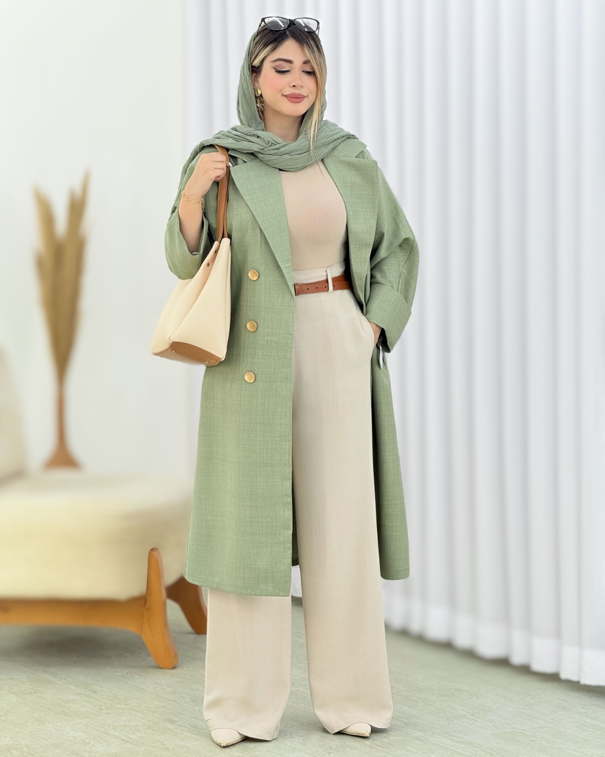 مانتو بلند دکمه نما کد i617