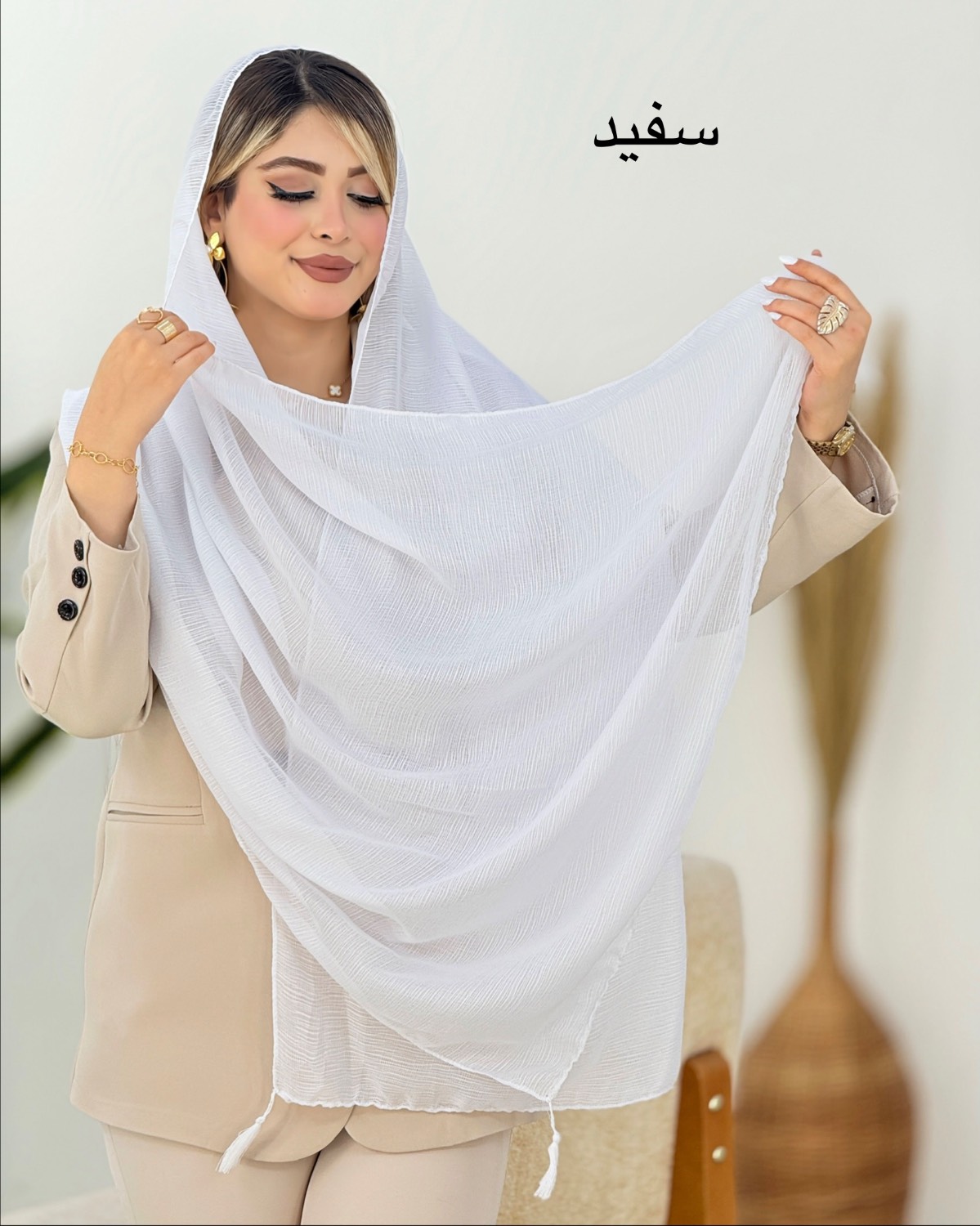 شال نخی منگوله‌دار رنگی کد i537