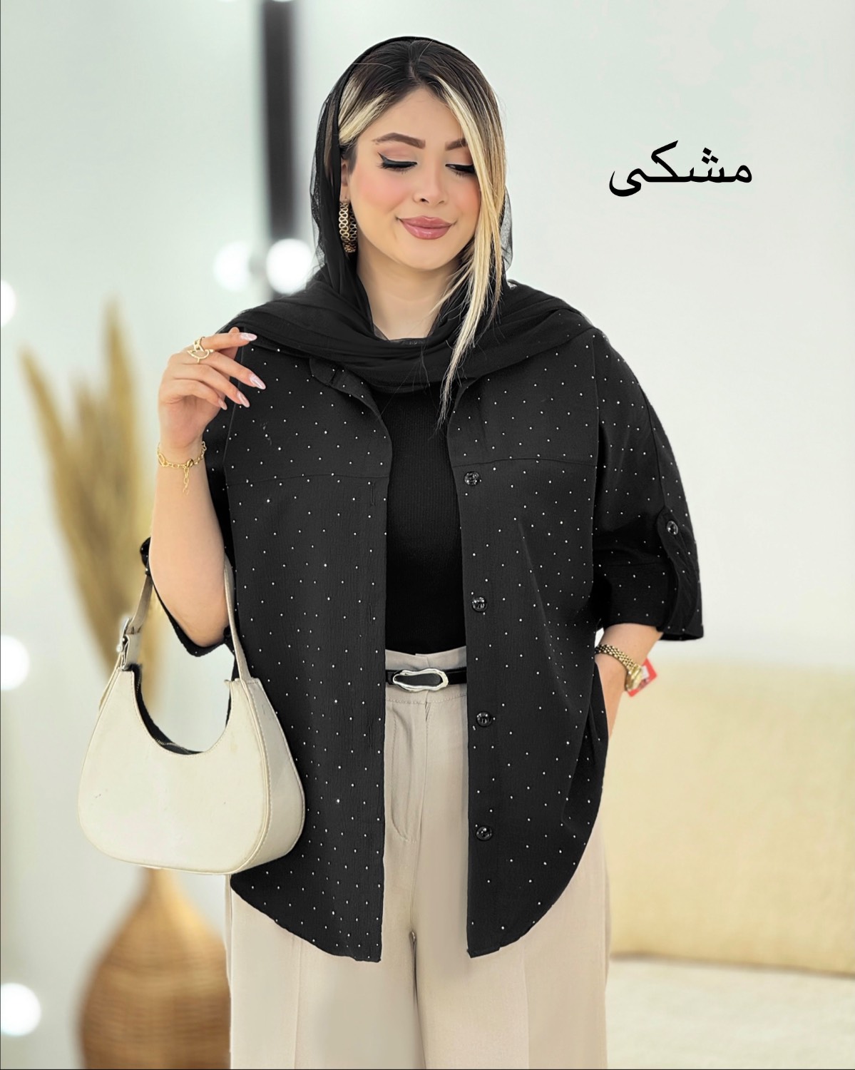 شومیز نگینی پاگون‌دار کد i456