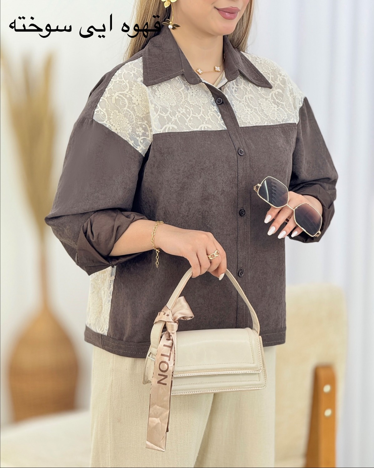 شومیز ترکیبی گیپور کد i582