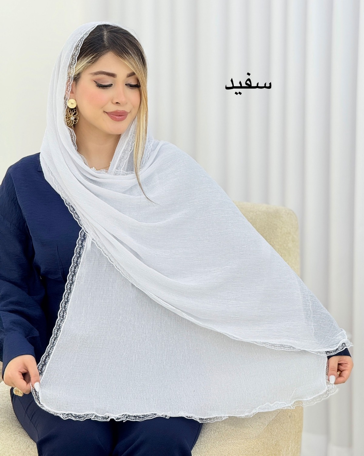 شال پلیسه ریز دور دانتل کد i535