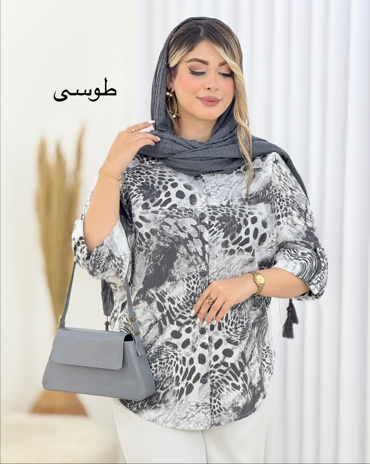 شومیز کاملس طرح پلنگی کد i557