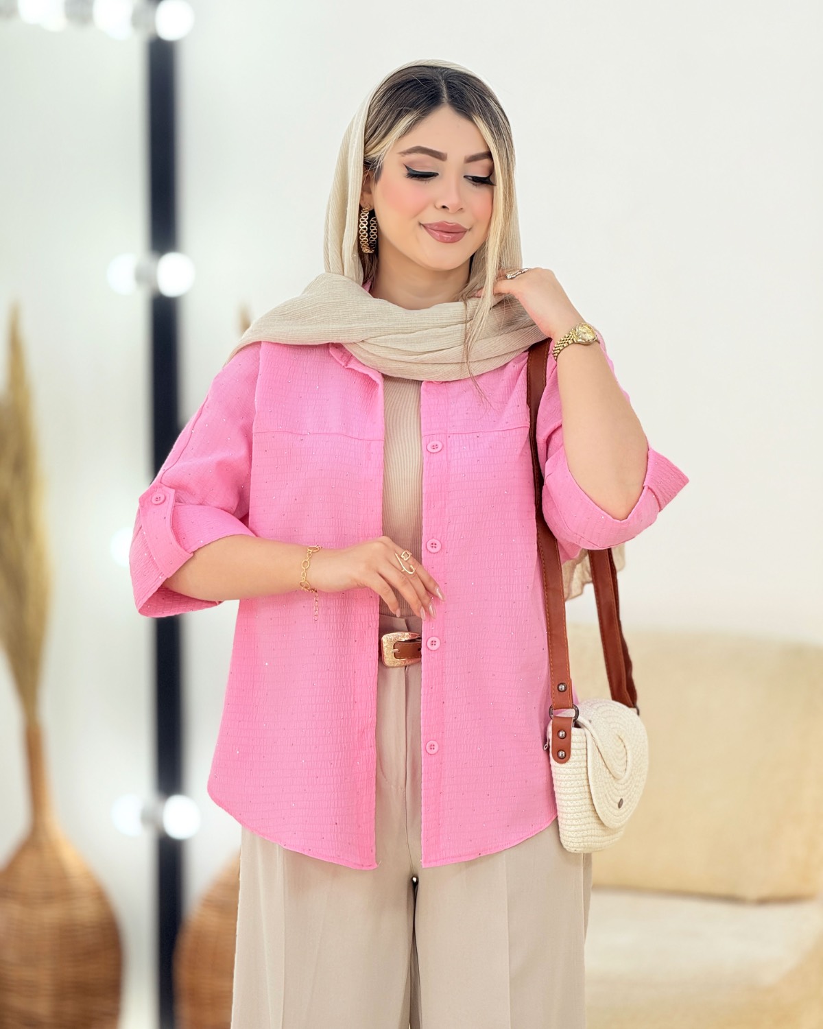 شومیز نگینی پاگون‌دار کد i456