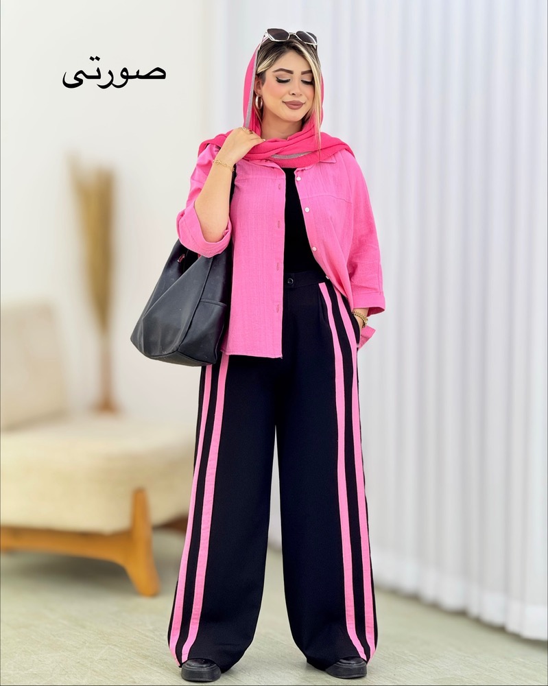 شومیز و شلوار دوخط آستین پاکتی کد i584