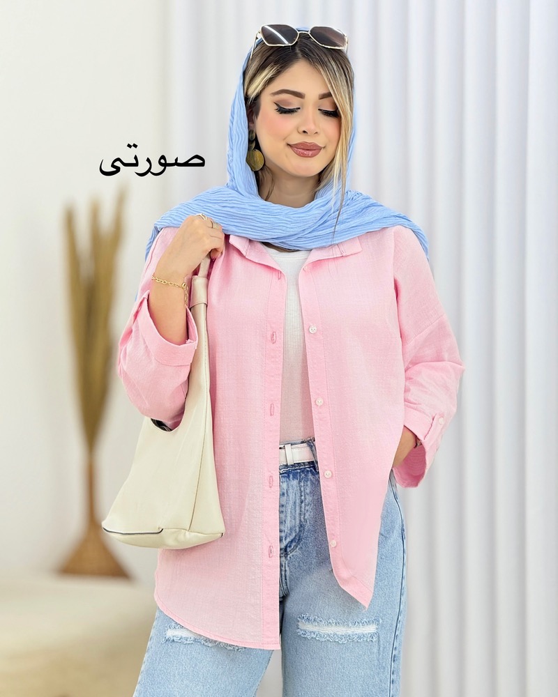 شومیز لینن آستین پاگون دار کد i610