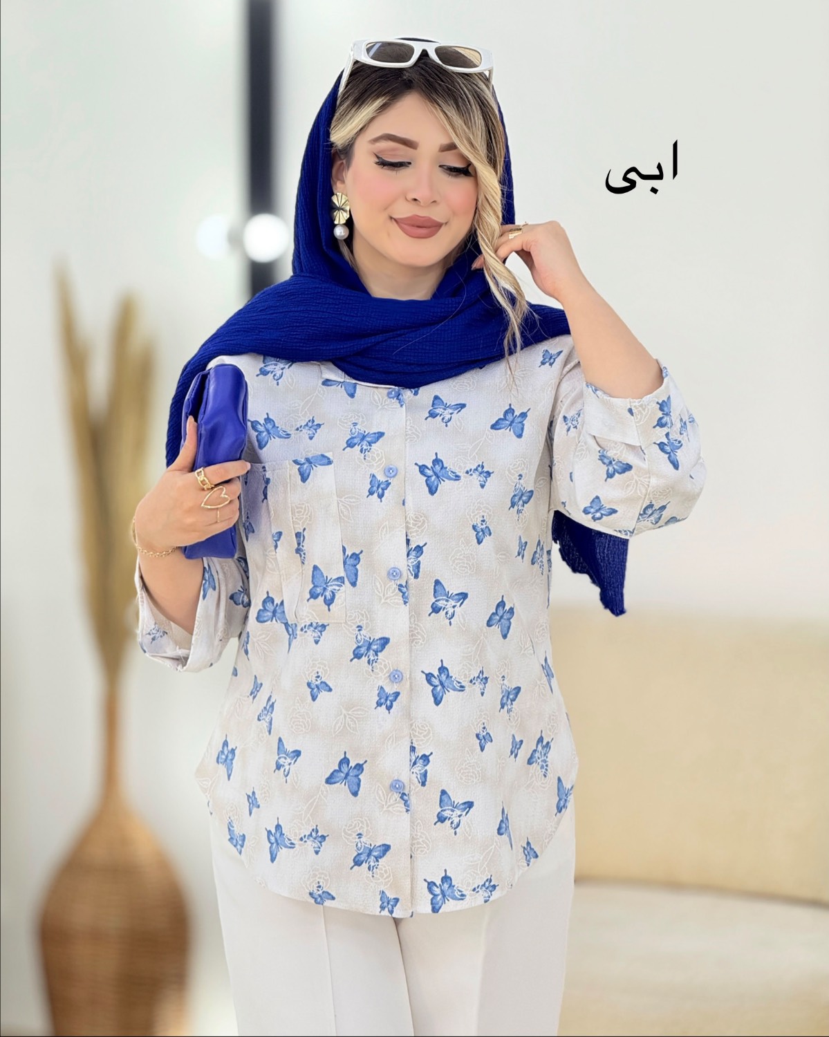 شومیز ینزی چاپی طرح پروانه کد i412