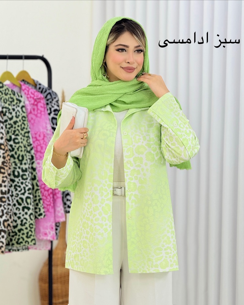 شومیز پلنگی آستین دکمه نما کدi647