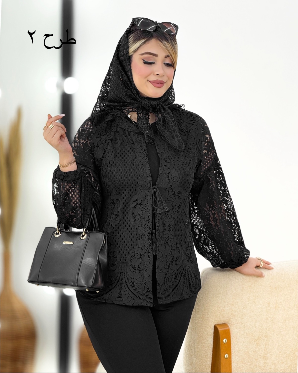 شومیز گیپور بنددار مجلسی کد i453