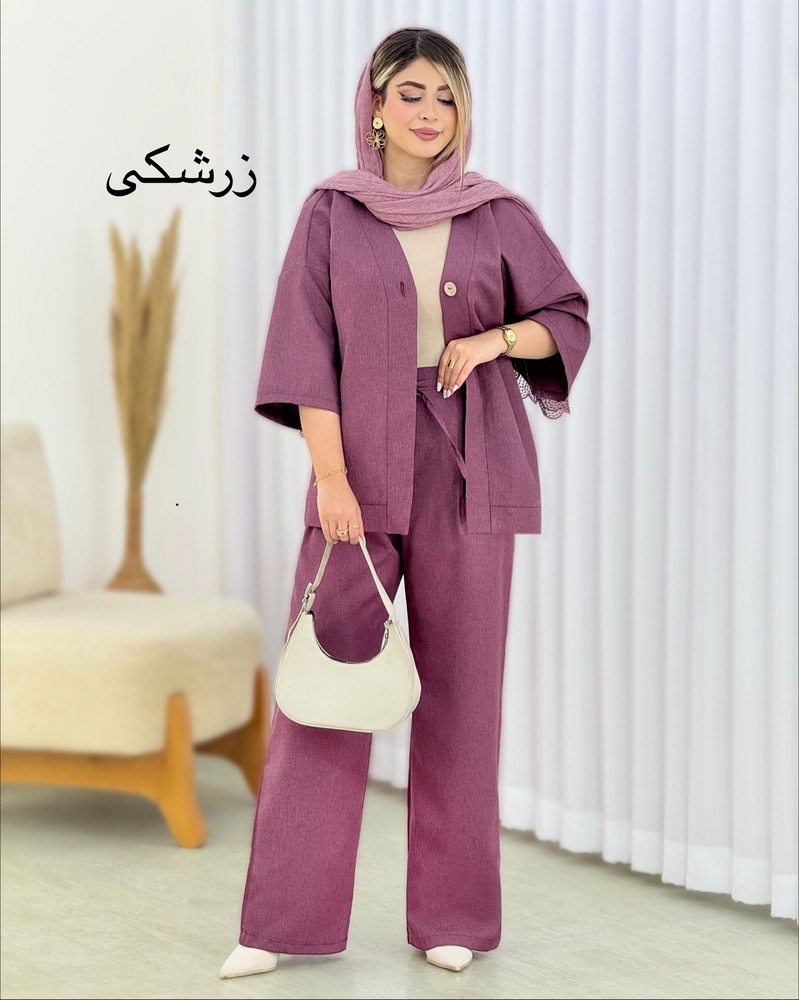 ست مانتو و شلوار تک دکمه بیرونی کد i566