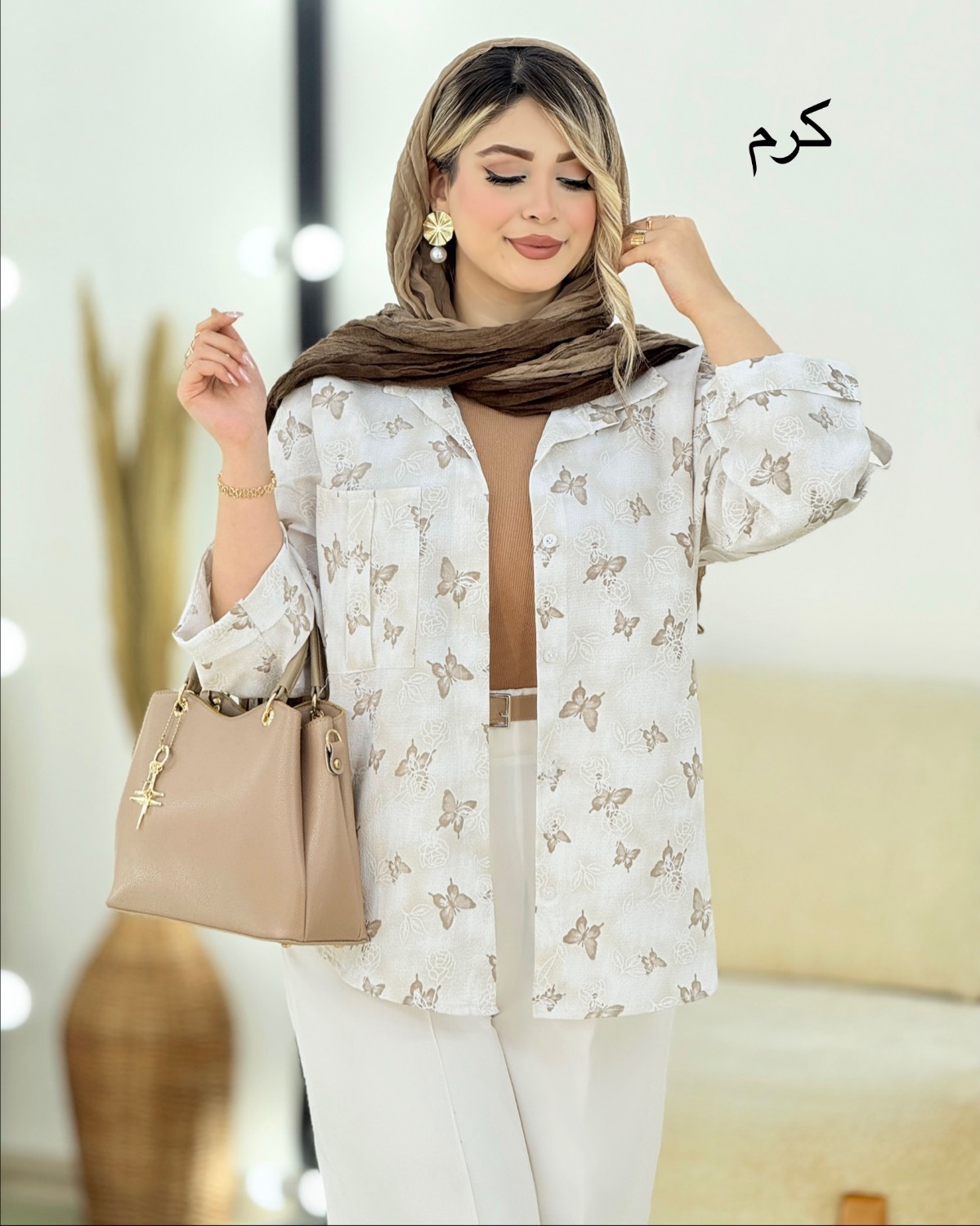 شومیز ینزی چاپی طرح پروانه کد i412