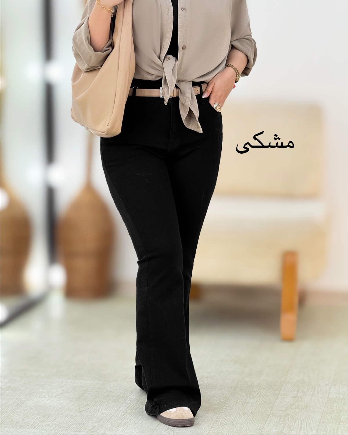 شلوار جین دمپا مشکی زنانه کد i485