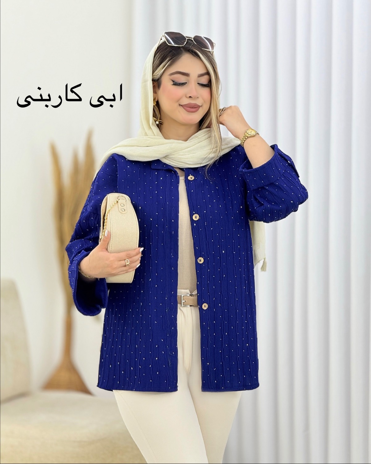 شومیز نگینی آستین پاگون‌دار کد i589