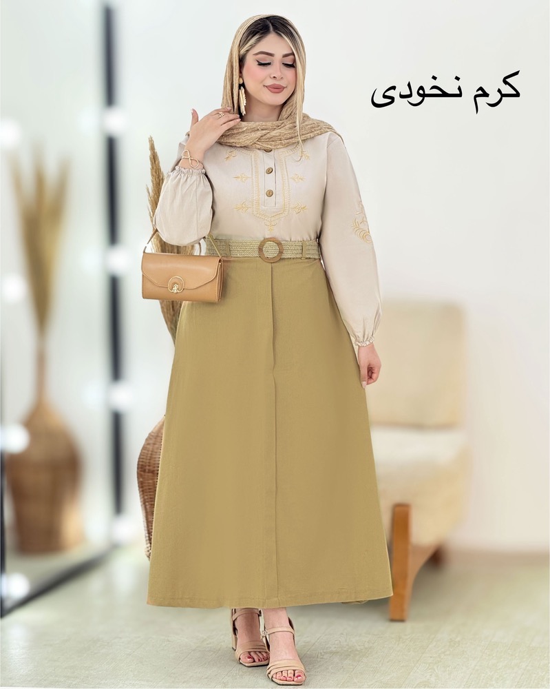 ست شومیز و دامن گلدوزی لینن کد i363