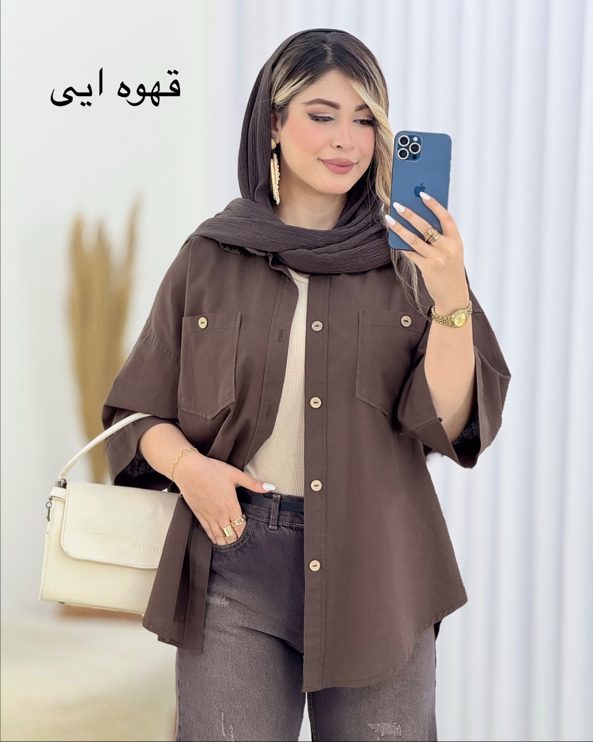 شومیز لینن شست شده کد i434