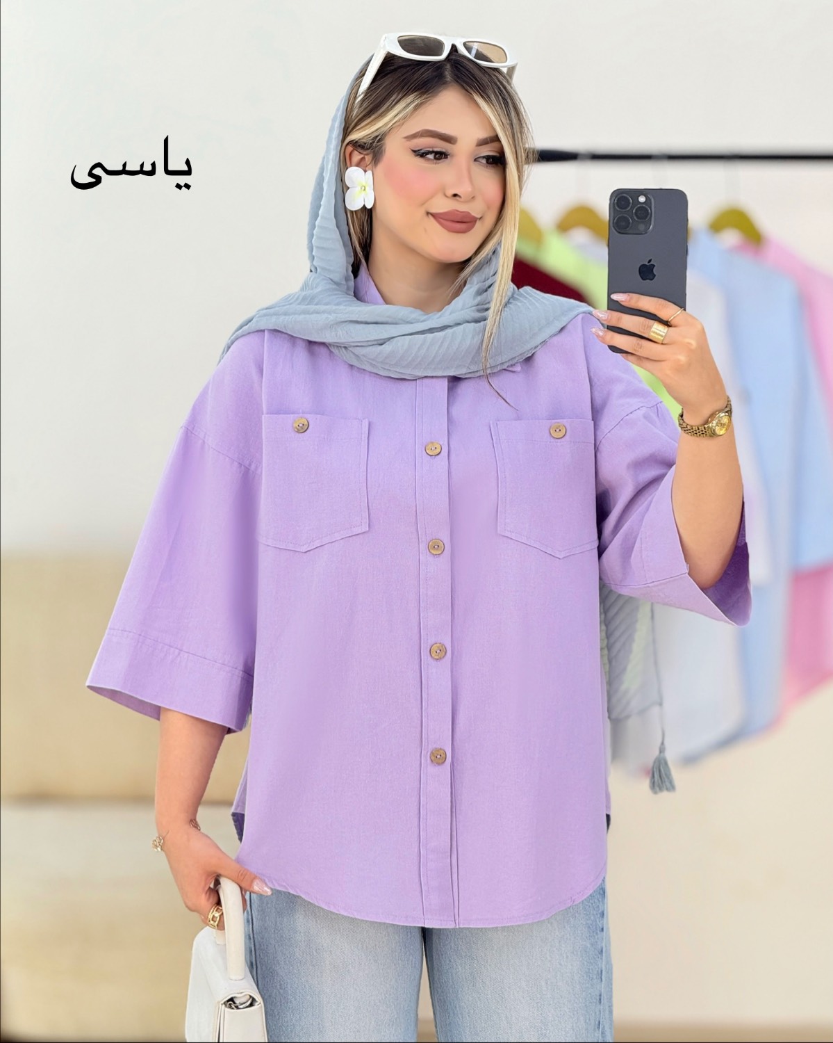 شومیز لینن شست شده کد i434