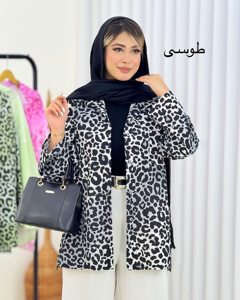 شومیز پلنگی آستین دکمه نما کدi647