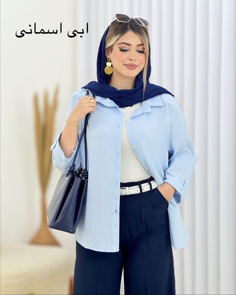 شومیز لینن آستین پاگون دار کد i610