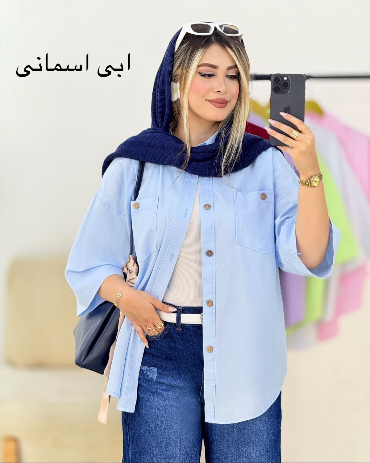 شومیز لینن شست شده کد i434