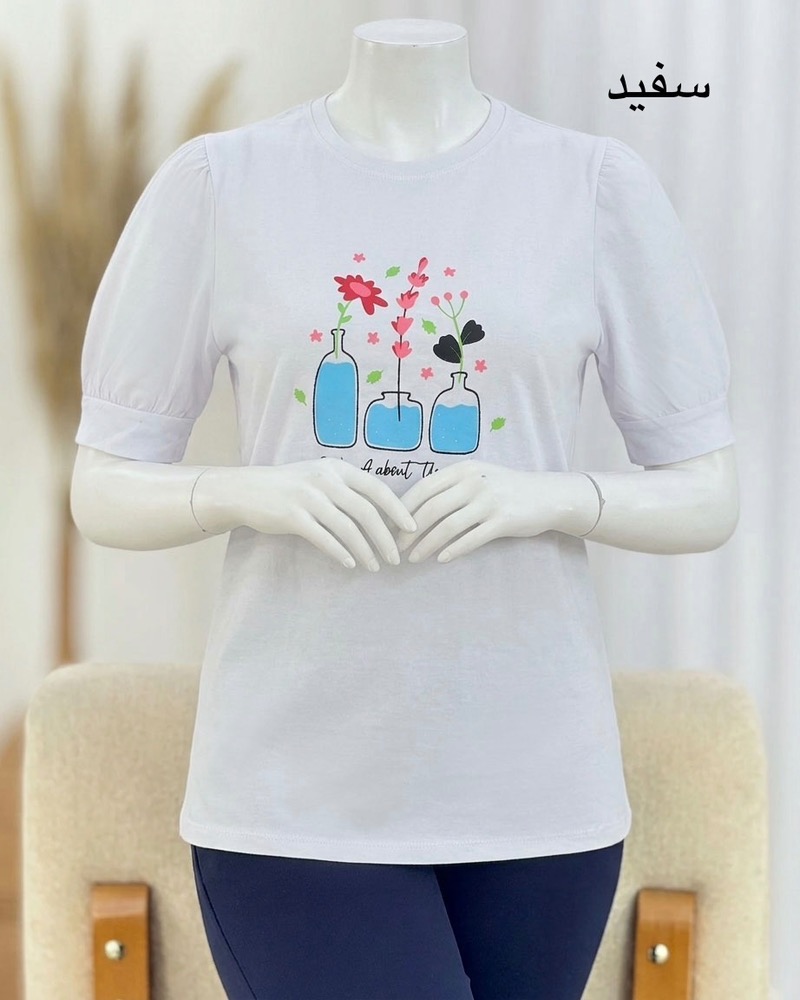 تیشرت چین‌دار طرح گل کد i666