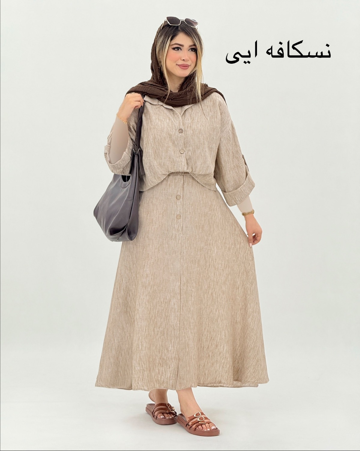 ست شومیز و دامن گره ای لینن کد i869